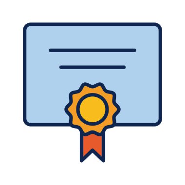 madalya düz stil simgesine sahip diploma belgesi