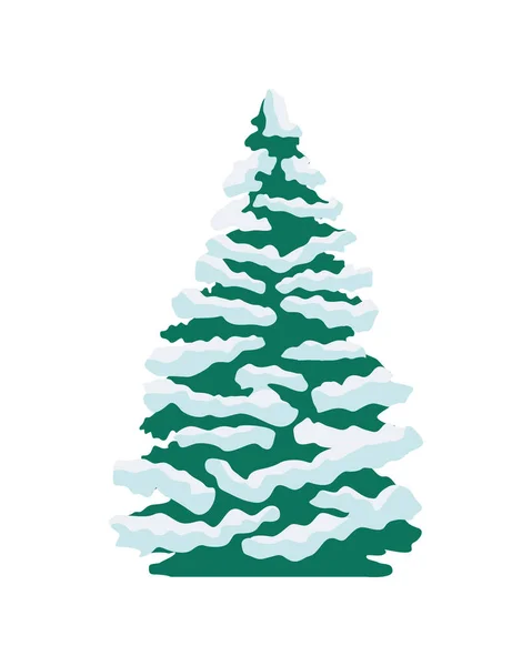 雪と松の木の植物クリスマスの装飾 — ストックベクタ