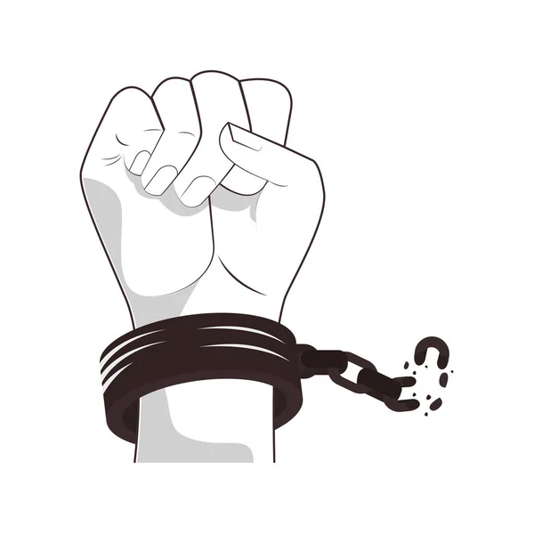 Hand human with handcuffs break — Stock Vector