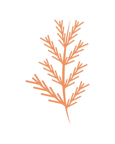 Branche de pin doré et décoration de feuilles icône de Noël — Image vectorielle