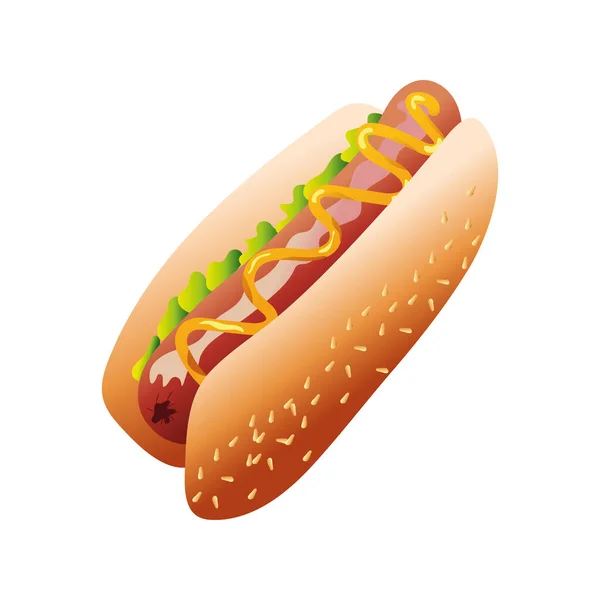 Délicieux hot dog fast food icône — Image vectorielle