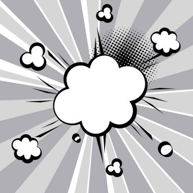 Retro konuşma balonu pop sanatının tek renkli arkaplanını çizdi