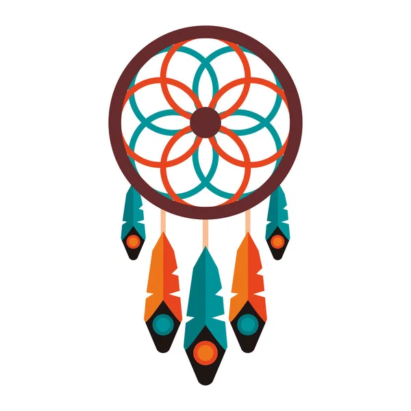 Dreamcatcher ethnic culture boho icon — Stock Vector