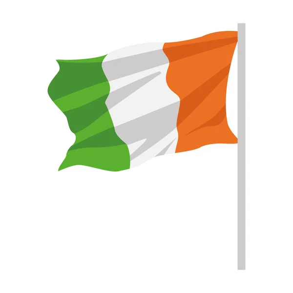 Bandera de Irlanda ondeando en el icono de polo — Vector de stock