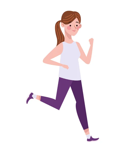 Nő futó karakter egészséges életmód — Stock Vector