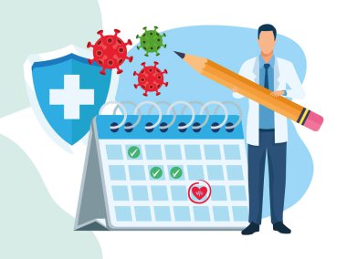 covid19 parçacık ve takvim ile doktor karakter