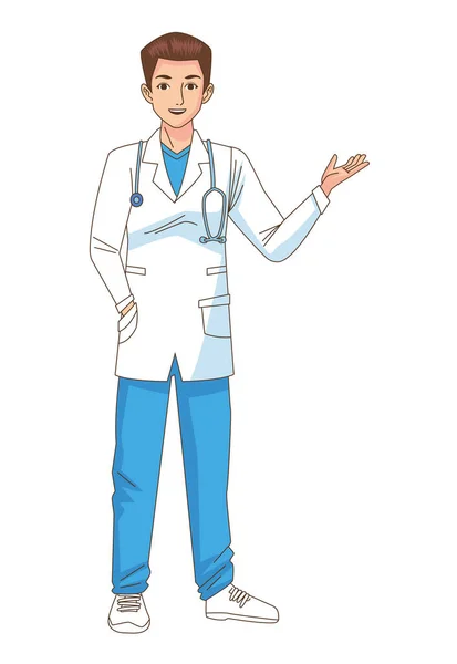 Médico profesional con carácter de estetoscopio — Vector de stock