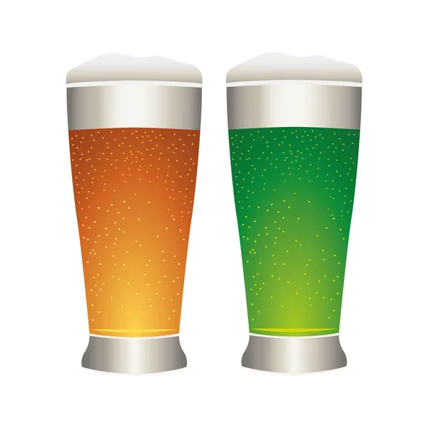 Beers colors drinks saint patrick icon — Stock Vector