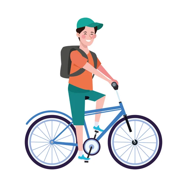 Hombre en bicicleta carácter estilo de vida saludable — Vector de stock