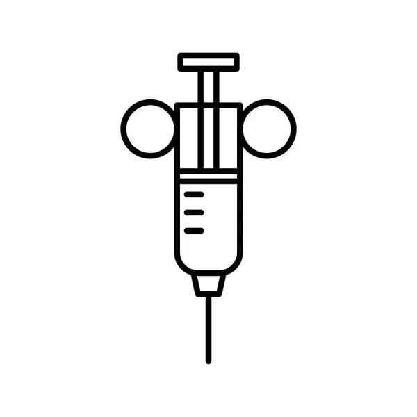 Vaccin en seringue métallique icône de style ligne d'outils — Image vectorielle
