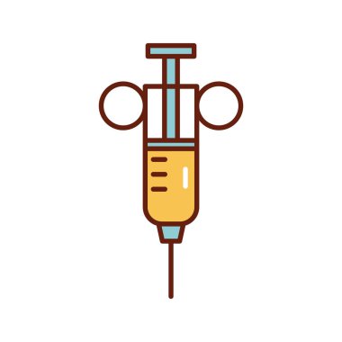 Metal şırınga aracı düz biçim ikonunda aşı