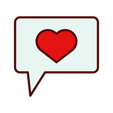 kalp aşk sembolü konuşma kabarcığı düz biçim simgesi