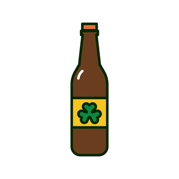 Klöver blad i öl flaska st patricks dag platt ikon — Stock vektor