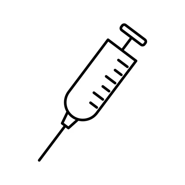 Seringue de vaccin ligne de tir icône de style — Image vectorielle