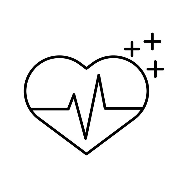 Corazón médico cardiología pulso línea icono — Vector de stock