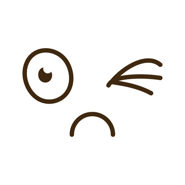 Triste cara de dibujos animados con la picadura del ojo icono emoticono — Vector de stock