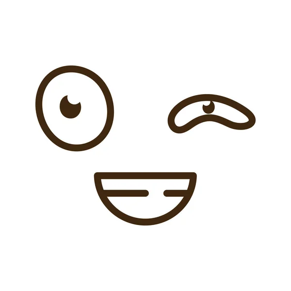 Cara de dibujos animados feliz con el ojo cerrado icono emoticono — Vector de stock