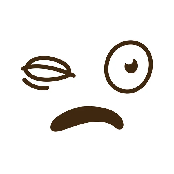 Ojo enfermo caricatura cara emoticono icono — Vector de stock