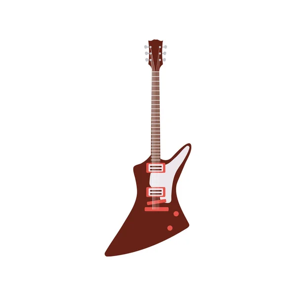 Elektro gitar kahverengi renkli enstrüman simgesi — Stok Vektör