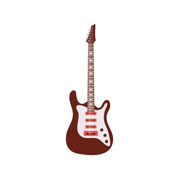 Electric guitar color brown and white colors instrument icon — Stock Vector