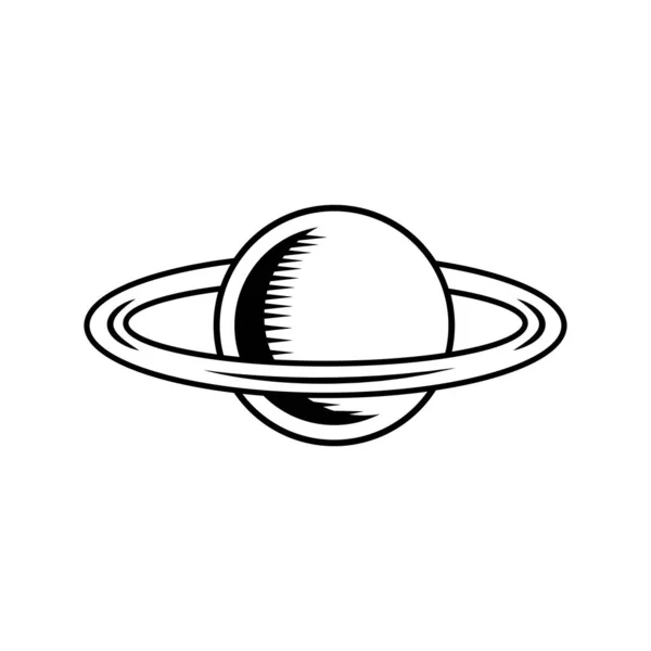 Saturno planeta dibujado icono del espacio — Vector de stock