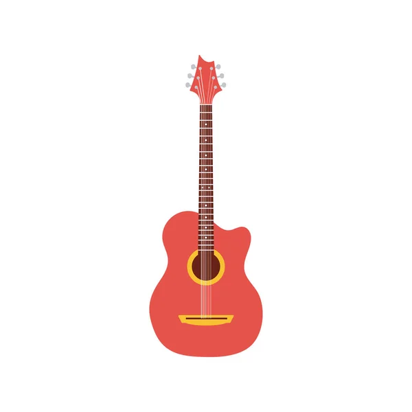 Akustická kytara červená barva nástroj hudební ikona — Stockový vektor