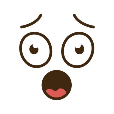 çizgi film yüzü, gözleri ve ağzı açık bir ifade.