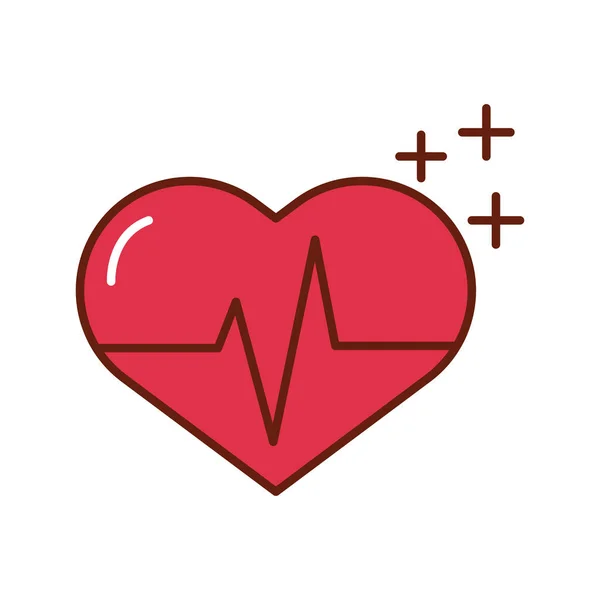 Corazón médico cardiología pulso icono plano — Vector de stock