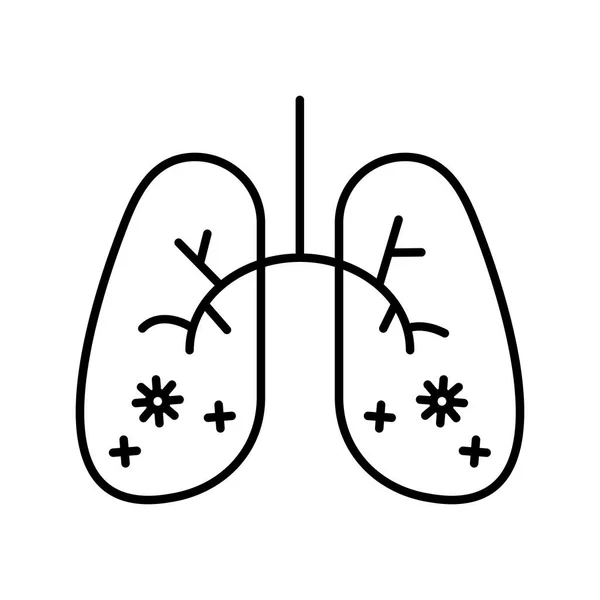 Partículas covid19 en los pulmones humanos icono de estilo de línea — Archivo Imágenes Vectoriales