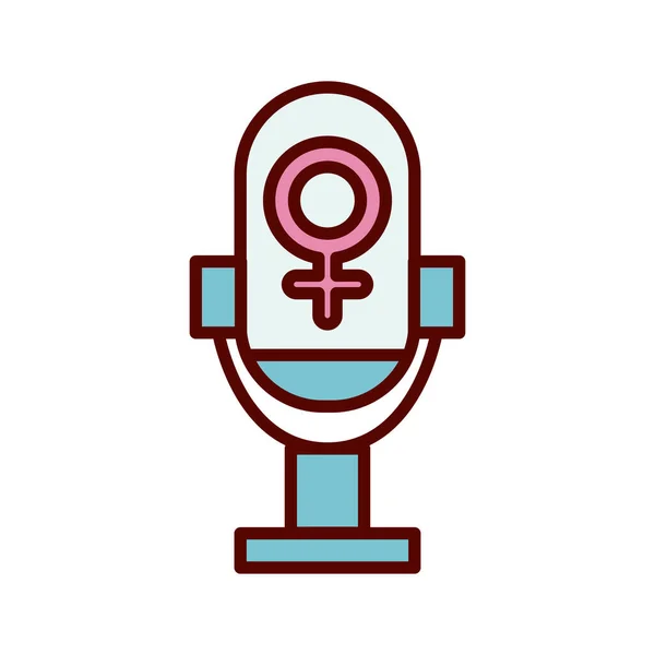 Vrouwelijk gendersymbool in microfoon platte stijl pictogram — Stockvector