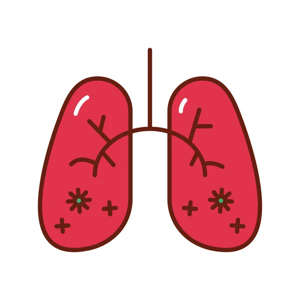 人間の肺フラットスタイルのアイコンのcovid19粒子 — ストックベクタ