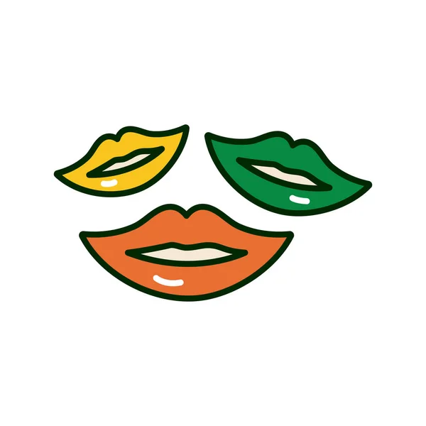 Mouths with lips colors of ireland flag st patricks day icon — Stock Vector