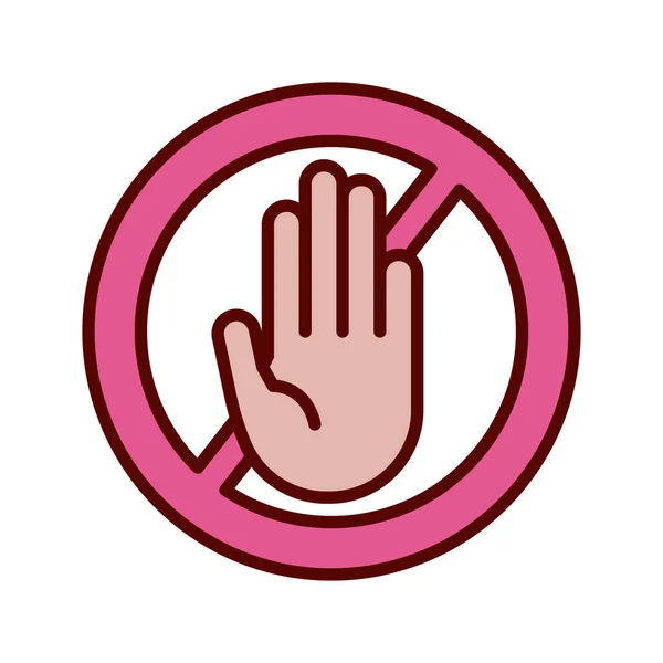 Stop hand in denied symbol flat style icon — Stock Vector