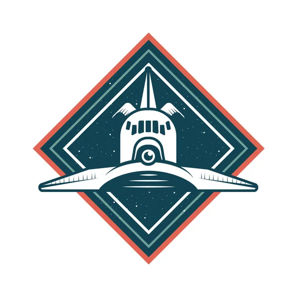 Raketenfront des Raumschiffs in Frame-Ikone gezeichnet — Stockvektor