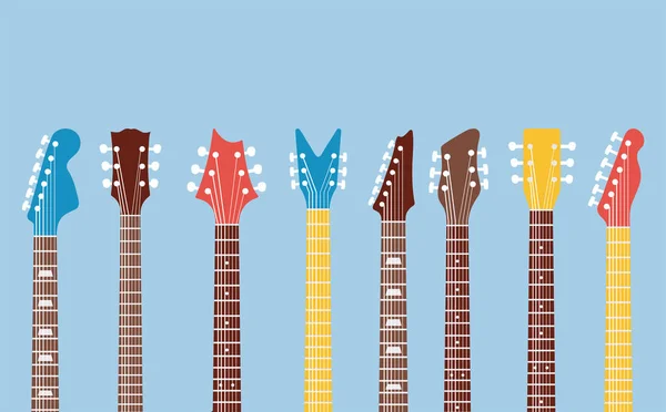 Guitarras pescoço e headstocks ícones musicais — Vetor de Stock