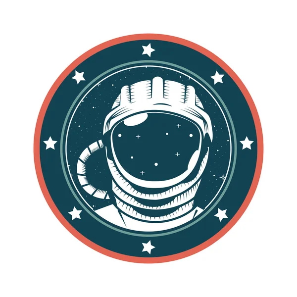 Astronaut hjälm utrymme ritad i sigill ikon — Stock vektor