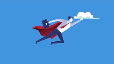 Zarif iş adamı, uçan kahraman.