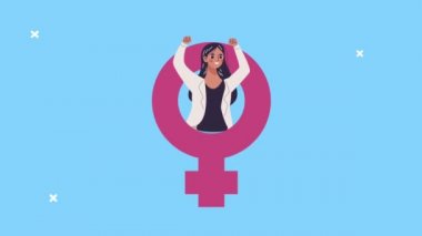 Cinsiyeti kadın sembolü olan mutlu kadınlar günü kartı.