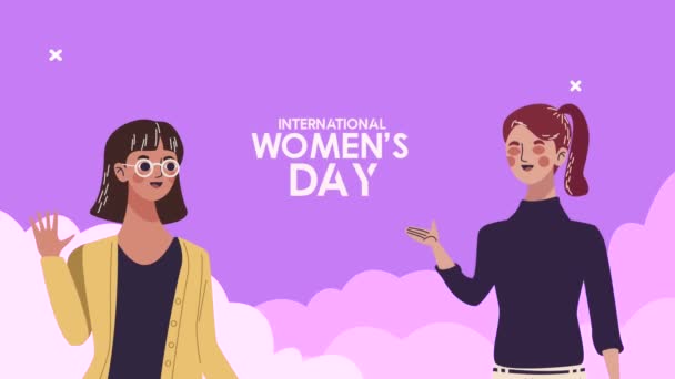 Joyeux jour des femmes carte de lettrage avec — Video