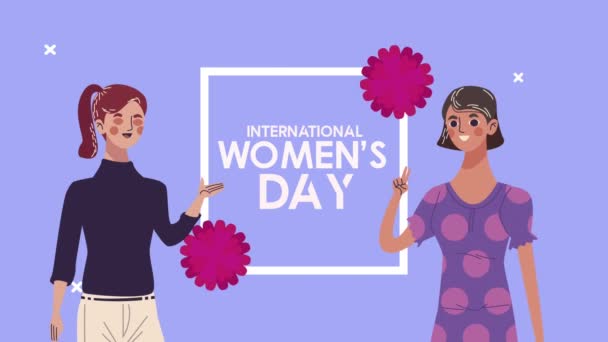 Felicitări pentru ziua femeii cu litere fericite — Videoclip de stoc