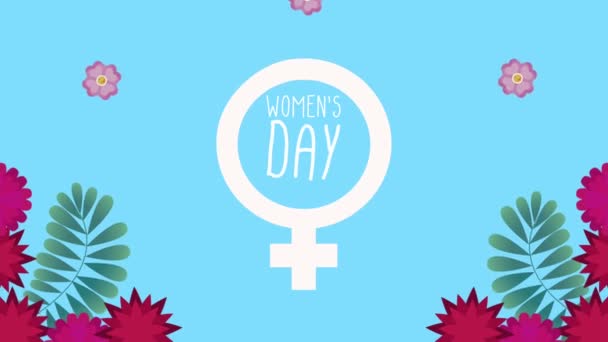 Happy womens day lettering card with — Stock Video