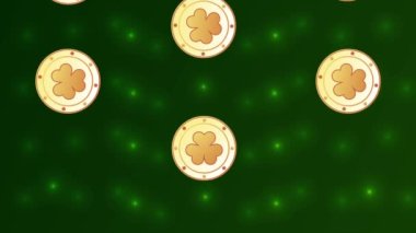 Mutlu Aziz Patricks Günü posteri Altın sikke desenli yoncalar