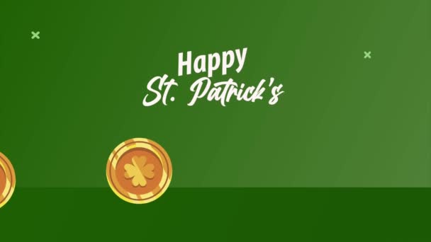 Heureux saint patricks jour lettrage avec des pièces d'or — Video