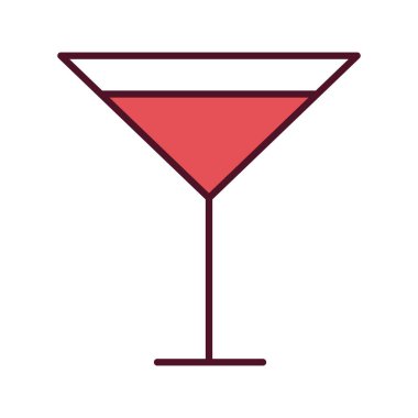 Kırmızı içecek satırlı kokteyl bardağı ve simgeyi doldur