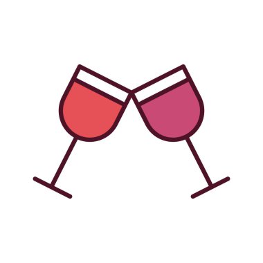 Şarap bardakları tost sırasını doldurur ve biçim simgesini doldurur