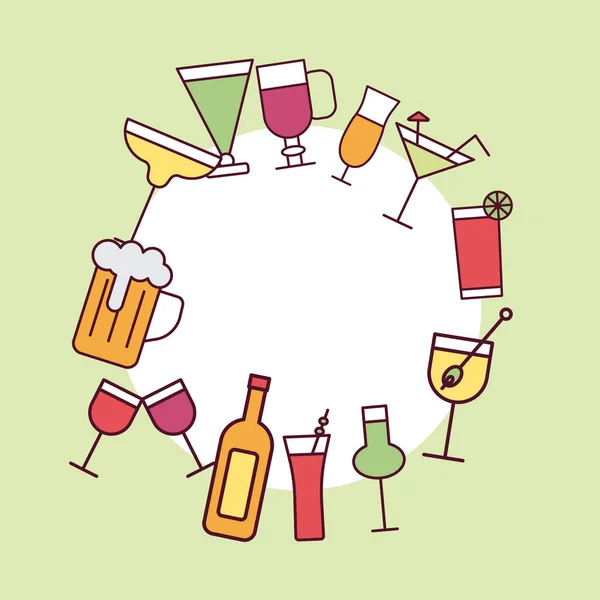 Bundle of cocktails set icons around — Stock Vector