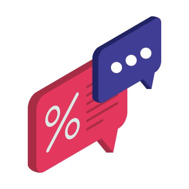 yüzde izometrik simgeye sahip konuşma balonu