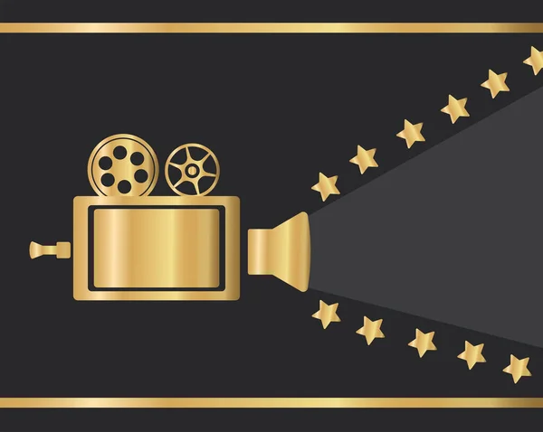 Cámara de vídeo y estrellas de oro icono de premio película — Vector de stock