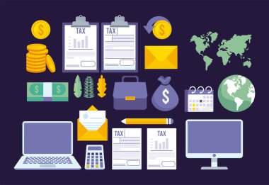 Çevrimiçi vergi ödeme paketleri simgeleri