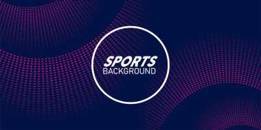 mavi ve fuşya spor arka planında dairesel çerçeveli beyaz harfler